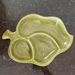 1960'S HOSTESS SERVER LEAF SHAPED PLATTER SERVING DISH SANTA ANITA POTTERY CA.